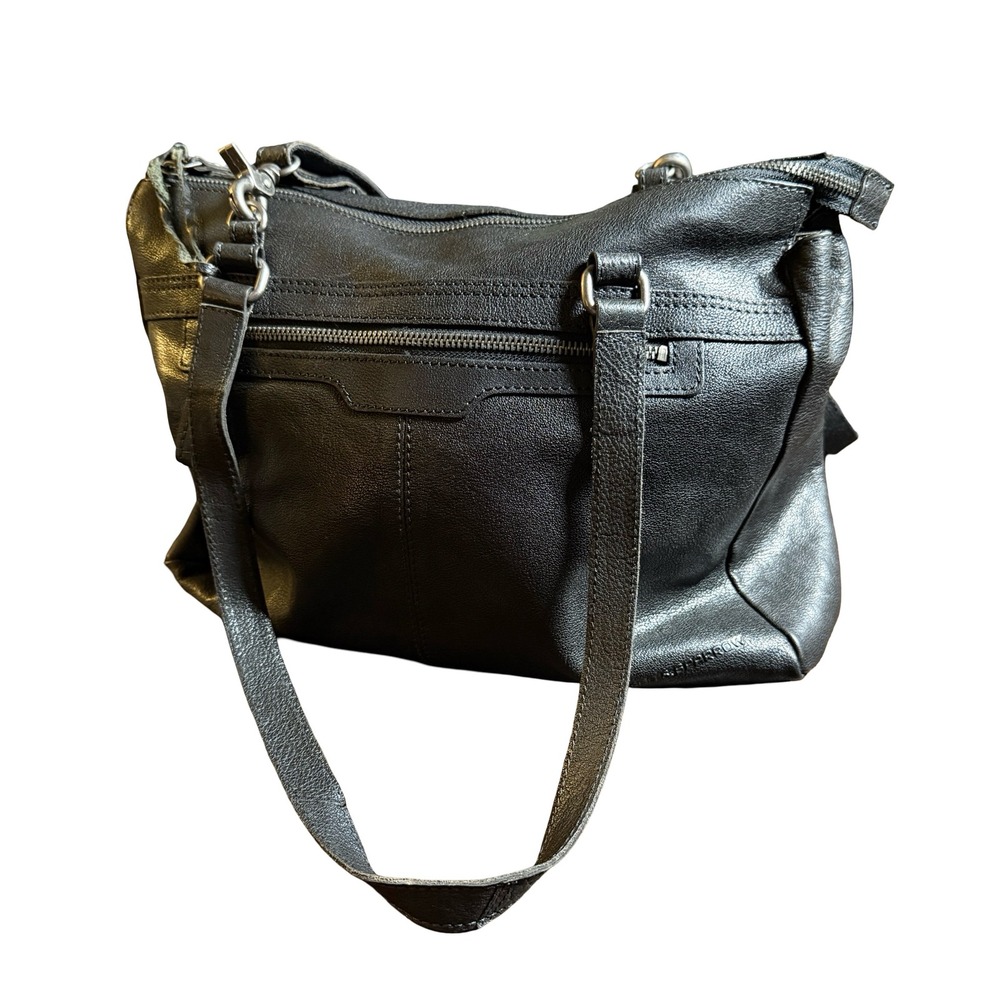 Spikes & Sparrow Shoulder Bag Women Medium Black Leather Hobo Tote Satchel